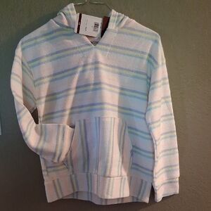 Hurley White and Blue Striped Sweatshirt Girls Sz. 7/8